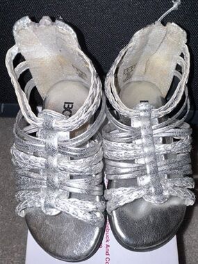 BONGO Silver Braided Strappy Girls Sandals